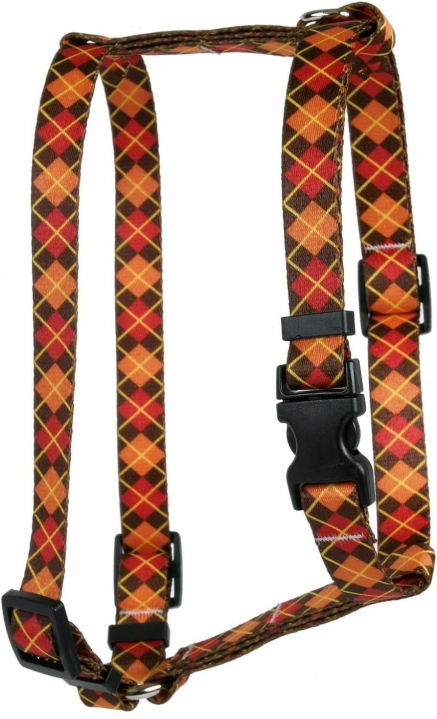 Small Animal Yellow Dog Design | Yellow Dog Design Argyle Fall Roman Style H Dog Harness, Large