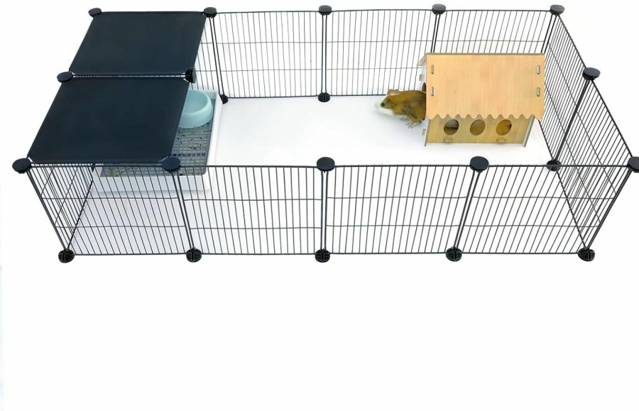 Small Animal CHEGRON | Chegron Guinea Pig Cages Expandable 4X2 C&C Cage Habitats For 2 Small Animal House Pet Puppy Playpen Indoor Rabbit Hedgehog Cage 12 Panels Metal Grids With Pvc Liner, 48X24X16 Inch