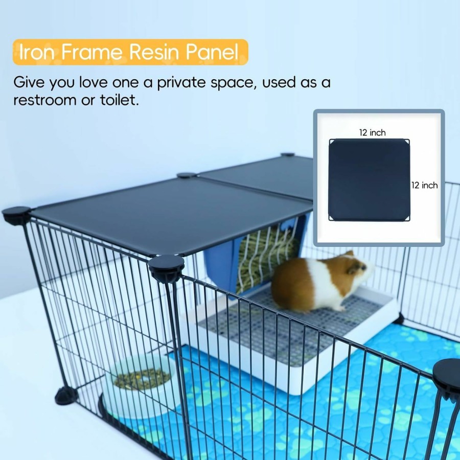 Small Animal CHEGRON | Chegron Guinea Pig Cages Expandable 4X2 C&C Cage Habitats For 2 Small Animal House Pet Puppy Playpen Indoor Rabbit Hedgehog Cage 12 Panels Metal Grids With Pvc Liner, 48X24X16 Inch