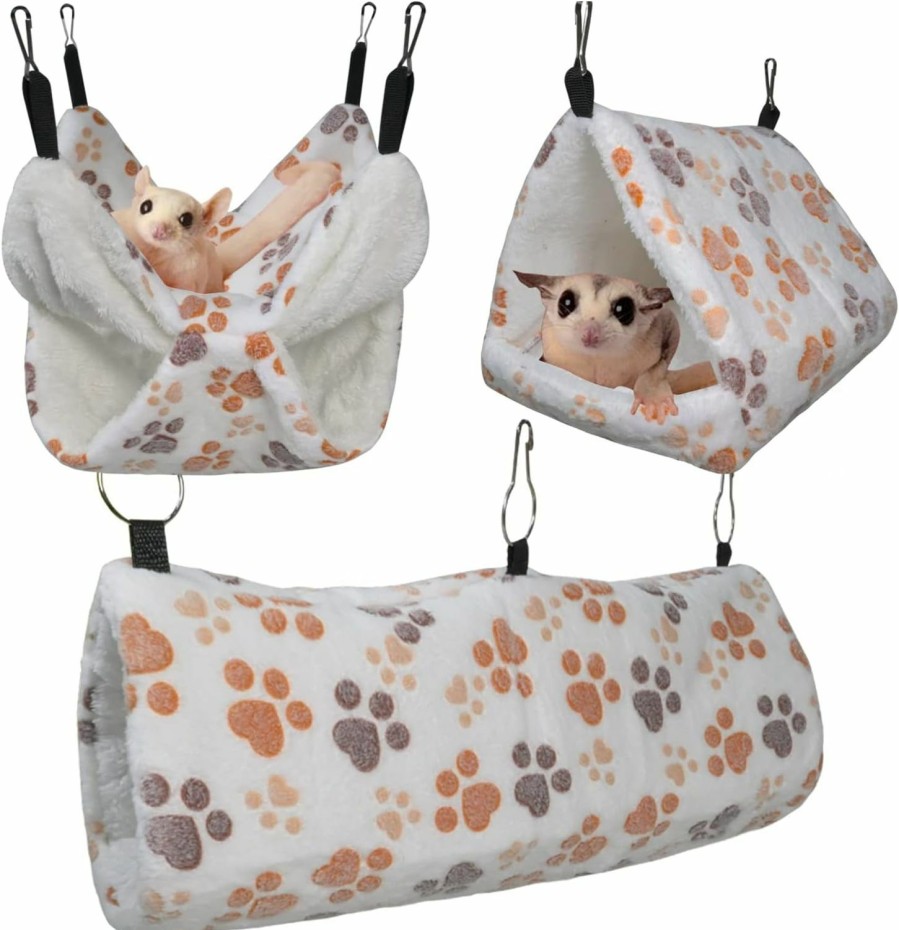 Small Animal GGPIK | Sugar Gliders Hammock Set For Cage Cage Accessories 3 Style Hamster Cave Bed Double Hammock And Tunnel Bed For Sugar Gliders