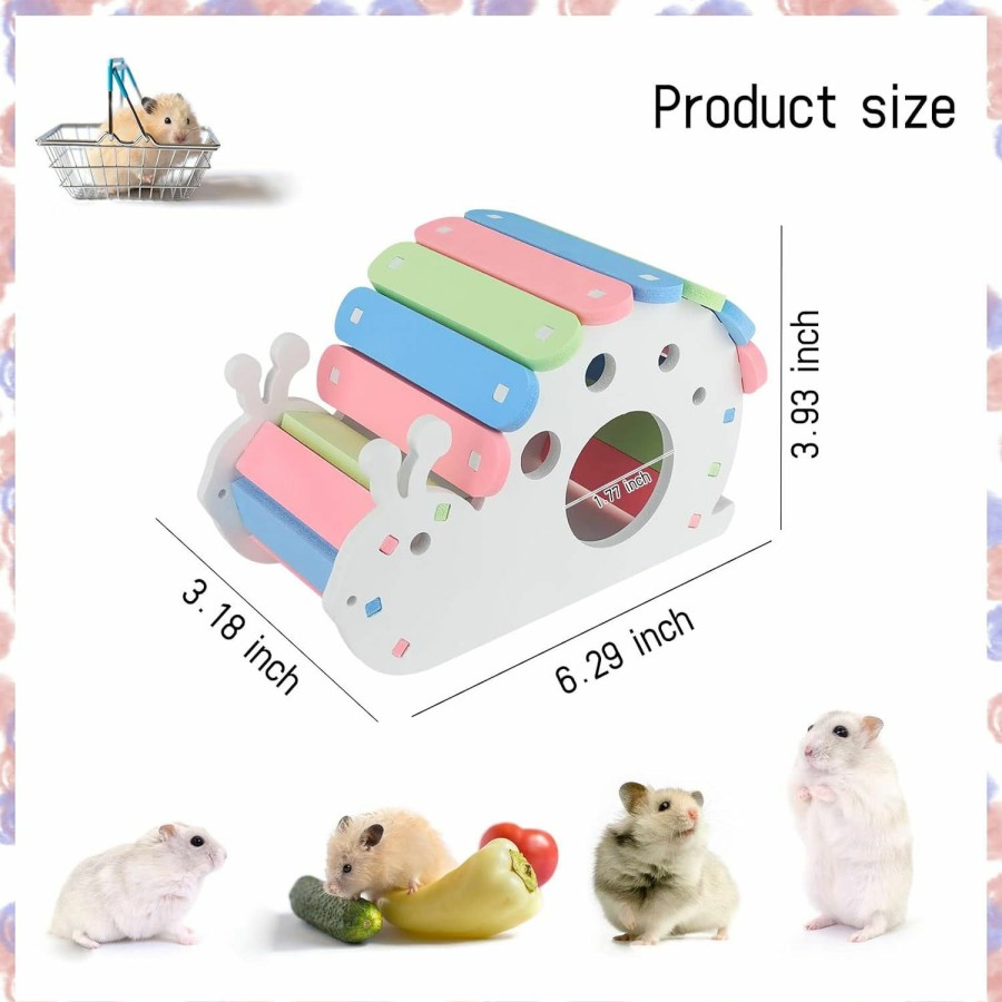 Small Animal WishLotus | Wishlous Wooden Hamster House, Rainbow Hamster Hideout, Hamster Bed, Hamster Hut For Small Pet Habitat Decor, Exercise Play Toy For Drawf Hamsters, Gerbil, Golden Silk Bear, Rats (Rainbow)