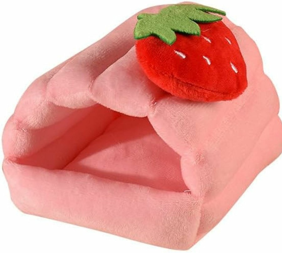 Small Animal Aichillatum | Aichillatum Guinea Pig Bed Soft Washable Small Animal Hideout For Dwarf Bunnies,Chinchilla, Hedgehog,Parrot,Lizard(Strawberry Style,S)