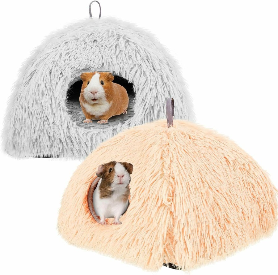 Small Animal Suzile | Suzile 2 Pcs Guinea Pig Hideout 11\" X 11.5\" X 9\" Guinea Pig Bed Warm Small Animal Houses And Habitats Guinea Pig Hides For Hamsters Hedgehogs Ferrets Dwarf Rabbits Small Animals, Gray And Apricot