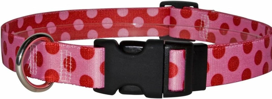 Small Animal Yellow Dog Design | Yellow Dog Design Valentine Polka Dot Dog Collar-Size X-Small-3/8 Inch Wide And Fits Neck Sizes 8 To 12 Inches