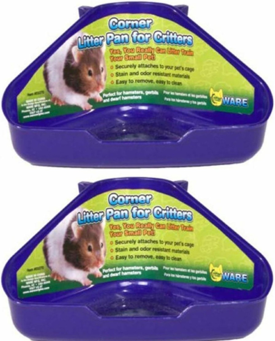 Small Animal Ware Manufacturing | Ware 2 Pack Of Corner Litter Pans For Hamsters Gerbils And Dwarf Hamsters, Assorted Colors