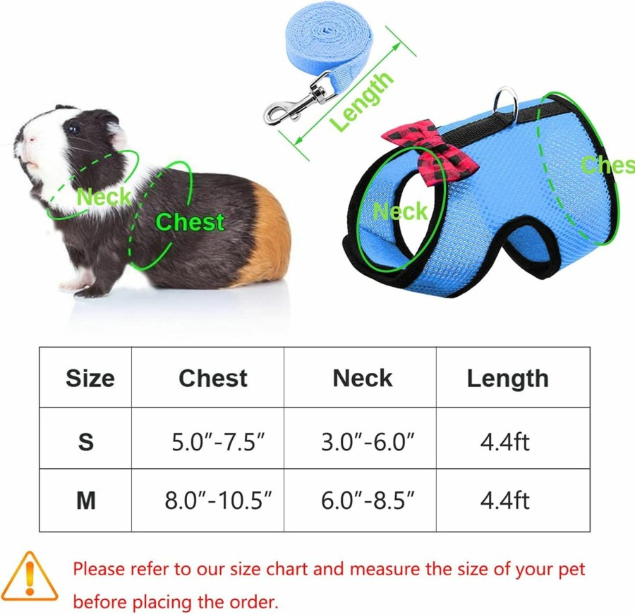 Small Animal Rypet | Rypet Guinea Pig Harness And Leash - Soft Mesh Small Animal Harness With Safe Bell, No Pull Comfort Padded Vest For Guinea Pigs, Ferret, Chinchilla And Similar Small Animals