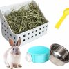 Small Animal kathson | Kathson Rabbit Hay Feeder Hay Manger Less Wasted Grass Holder Rack Removable Stainless Steel Crate Bowl Water Food Feeder For Rabbits Bunny Chinchilla Guinea Pigs