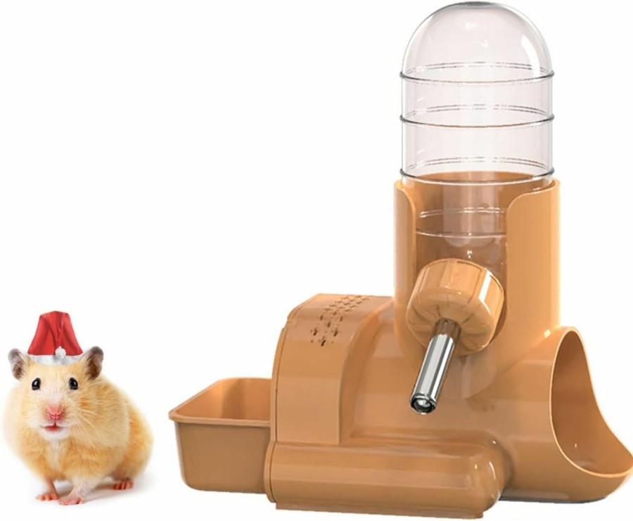 Small Animal Hamiledyi | 3 In 1 Hamster Water Bottle Little Pet Auto Drinking Dispenser With Food Container Base Hut And Hideout Base For Dwarf Hamster Mouse Rat Hedgehog And Other Small Animals(120Ml) (Grey)