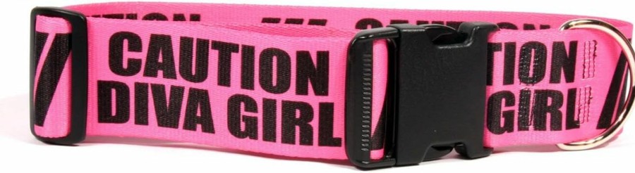 Small Animal Yellow Dog Design | Yellow Dog Design 2\" Caution Diva Girl Dog Collar 2\" Wide And Fits Neck 14 To 20\", Medium