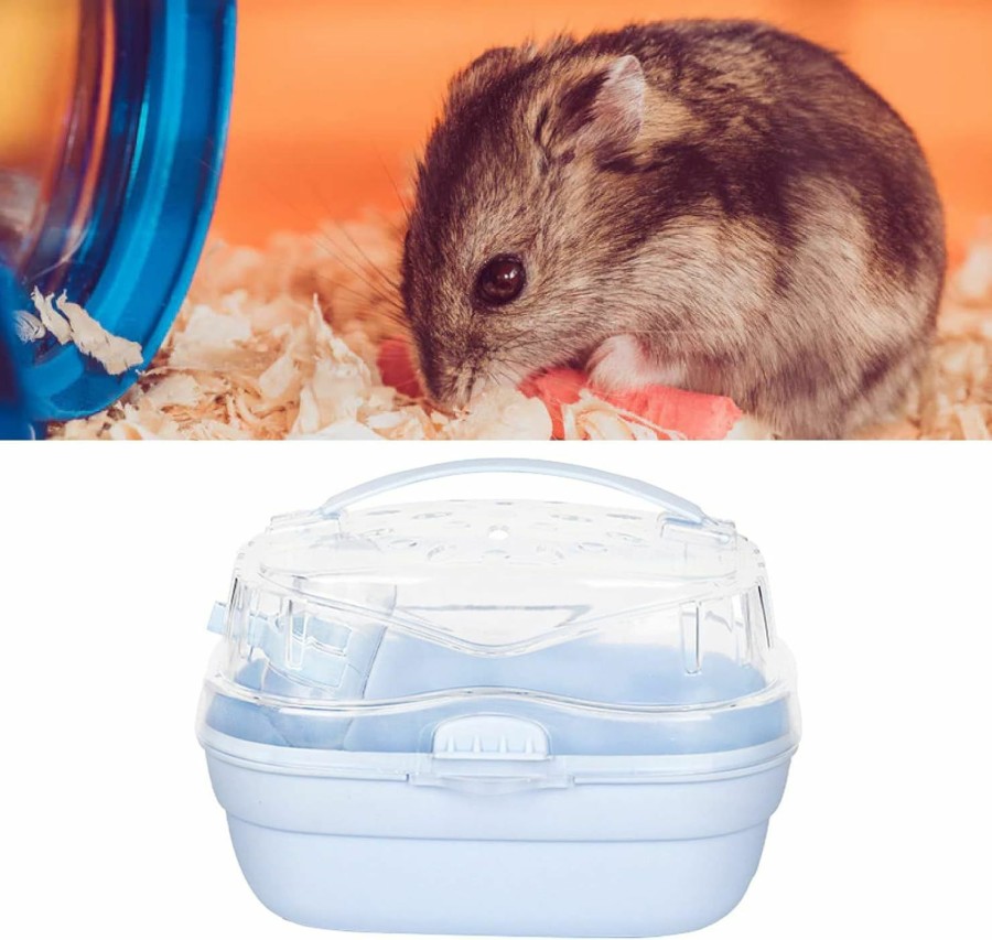 Small Animal HEEPDD | Hamster Carrier Cage, Portable Hamster Cage Travel Carrier Small Animal Carry Case For Dwarf Hamster Mouse Hedgehog Outgoing Traveling(Cream Blue)