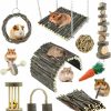 Small Animal YIXUND | Yixund Hamster Toys Rat Toys Chinchilla Toys Hamster Chew Toys Cage Accessories Apple Wood Sticks Ladder Bell Roller For Gerbil Guinea Pigs And Other Small Animal