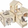 Small Animal Bissap | Bissap Wooden Rabbit Hideout Castle, Extra Large Bunny Houses And Hideouts Indoor Outdoor Rabbit Hidey Habitat For Bunnies Chinchillas Hamsters Guinea Pigs Detachable Small Animal Play Hideaway Hut