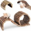 Small Animal PINVNBY | Pinvnby Hamster Suspension Bridge Ladder Rodents Natural Wooden Arch Bendable Bridge Chew Toy Long Climbing Ladder For Hamster Guinea Chipmunk Pig And Other Small Animals (2 Kinds Length)