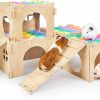 Small Animal Bienbee | Bienbee Guinea Pig Hideout, 10Pcs Wodden Hamster Hideout Set, Large Spacious 4Pcs Rabbit House With 2Pcs Stairs, Soft Rabbit Hideout With 4Pcs Cushion For Guinea Pig, Chinchilla, Hamsters, Bunny