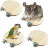 Small Animal Hamiledyi | Hamiledyi 4 Pcs Natural Wood Hamster Stand Platform Rat Activity Playground Chinchilla Cage Accessories With Stainless Steel Washers For Bird, Parrot, Mouse, Gerbil And Dwarf