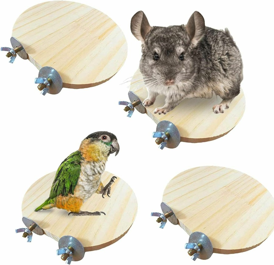 Small Animal Hamiledyi | Hamiledyi 4 Pcs Natural Wood Hamster Stand Platform Rat Activity Playground Chinchilla Cage Accessories With Stainless Steel Washers For Bird, Parrot, Mouse, Gerbil And Dwarf