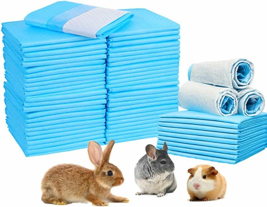 Small Animal Amakunft | Amakunft Rabbit Pee Pads, Pet Toilet/ Potty Training Pads, Super Absorbent Guinea Pig Disposable Diaper For Hedgehog, Hamster, Chinchilla, Cat, Reptile And Other Small Animal (100Pcs-18 X13, Blue)