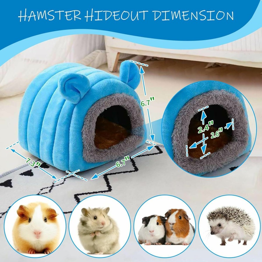 Small Animal veelleen | Veelleen Warm Guinea Pig Bed, Guinea Pig Hideout, Hedgehog Bed, Cave Bed For Small Animals Like Guinea Pigs, Hedgehogs, Ferrets, Dwarf Rabbits, Rats, Bunnies, Chinchillas And Syrian Hamsters(Blue)