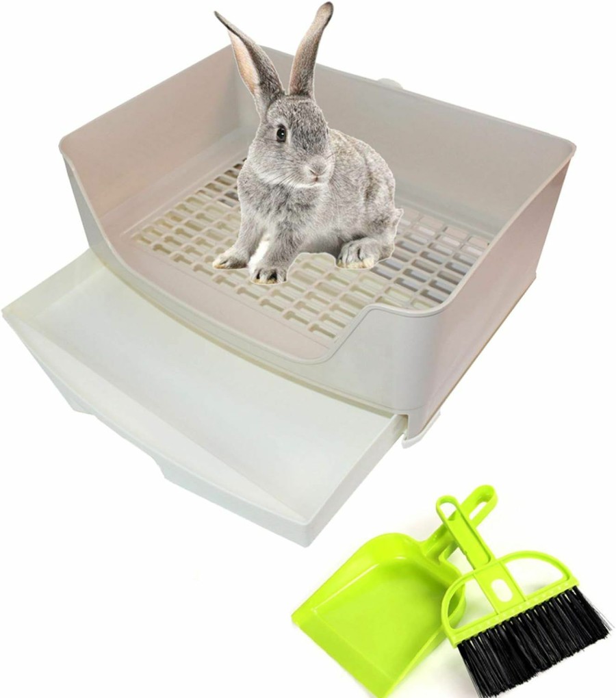 Small Animal PINVNBY | Pinvnby Large Rabbit Litter Box Bigger Pet Litter Pan Trainer With Drawer Corner Toilet Box For Adult Guinea Pigs Chinchilla Ferret Hedgehog Small Animals(Pink)