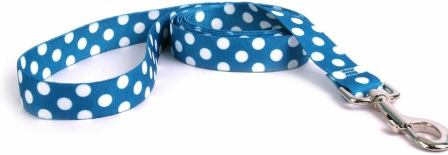 Small Animal Yellow Dog Design | Yellow Dog Design Blueberry Polka Dot Dog Leash 3/8\" Wide And 5' (60\") Long, X-Large