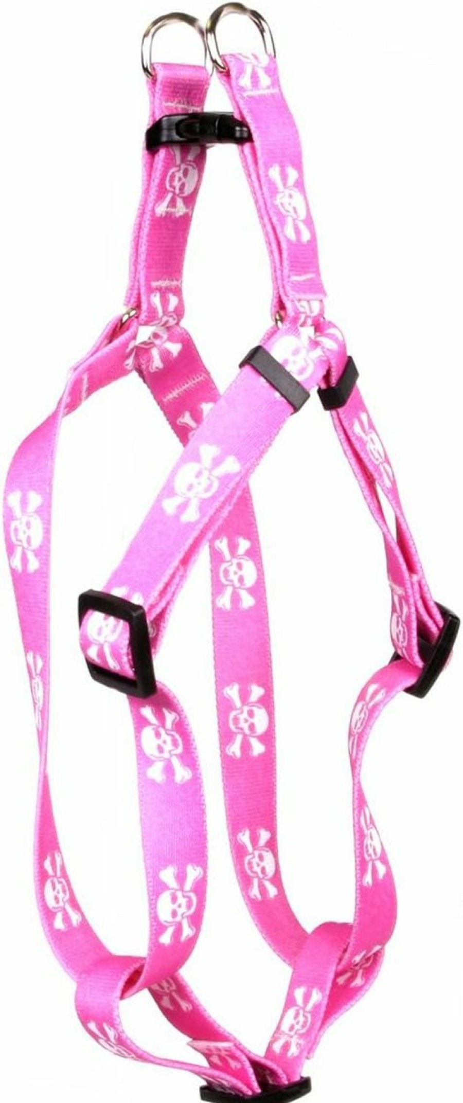 Small Animal Yellow Dog Design | Yellow Dog Design Pink Skulls Step-In Dog Harness, Medium-3/4 Wide And Fits Chest Of 15 To 25\"