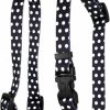 Small Animal Yellow Dog Design | Yellow Dog Design Black Polka Dot Roman Style H Dog Harness, X-Large/1\" Wide