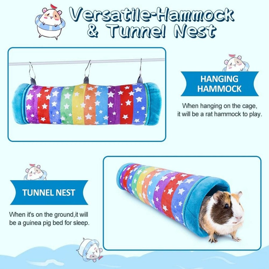 Small Animal HOMEYA | Guinea Pig Hanging Tunnel-Homeya Guinea Pig Hideout,2-In-1 Function Of Small Animal Hammock&Cozy Bed Nest,Hanging Toys And Cage Accessories For Ferret Rat Hamster Squirrel Chinchilla Sugar Glider