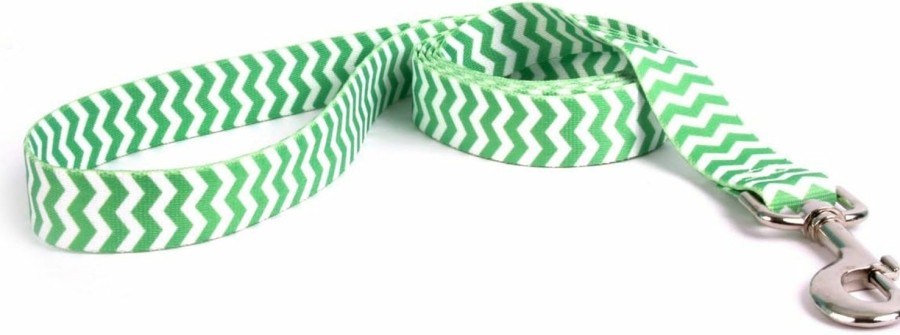 Small Animal Yellow Dog Design | Yellow Dog Design Chevron-Lime Dog Leash 1\" Wide And 5' (60\") Long, Large