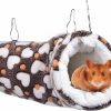 Small Animal Petmolico | Petmolico Small Animals Hanging Tunnel, Warm Plush Hammock Cage Accessories For Parrot Sugar Glider Ferret Squirrel Hamster Rat Hideout Playing Sleeping, Light Purple Heart