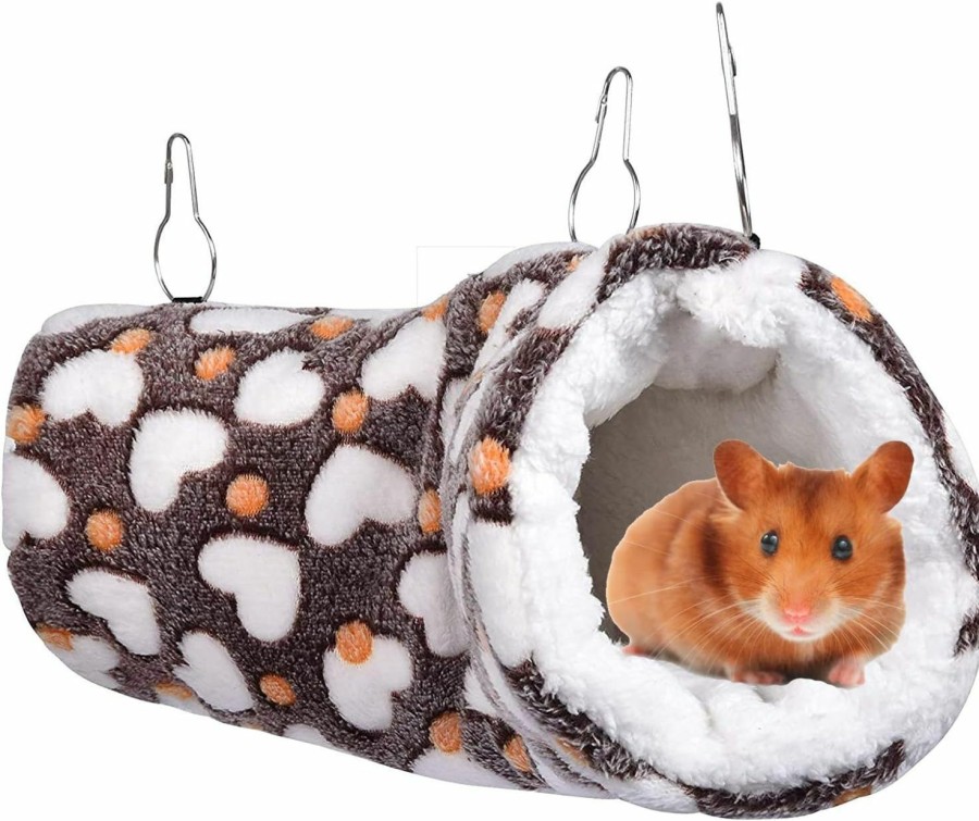 Small Animal Petmolico | Petmolico Small Animals Hanging Tunnel, Warm Plush Hammock Cage Accessories For Parrot Sugar Glider Ferret Squirrel Hamster Rat Hideout Playing Sleeping, Light Purple Heart