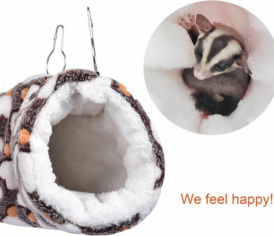 Small Animal Petmolico | Petmolico Small Animals Hanging Tunnel, Warm Plush Hammock Cage Accessories For Parrot Sugar Glider Ferret Squirrel Hamster Rat Hideout Playing Sleeping, Light Purple Heart