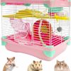 Small Animal Hamiledyi | Hamiledyi Portable Hamster Cage 2 Layers Dwarf Hamster Habitat Small Animal Travel Cage With Exercise Wheel Hamster Enclosure Mouse Cage For Hamsters Mice Gerbils Or Other Tiny Pets