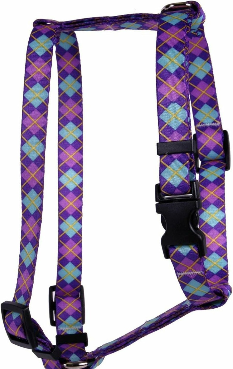 Small Animal Yellow Dog Design | Yellow Dog Design Argyle Purple Roman Style H Dog Harness, Large