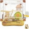 Small Animal Hamiledyi | Hamiledyi Hamster Portable Cage, 10.63(L) X 7.87(W) X 10.63(H) Inch Tiny Hamster Brown Cage, Gerbil 2-Level Habitat, Including Exercise Wheel, Water Bottle, Tunnel Tube, Rope, Hideaway