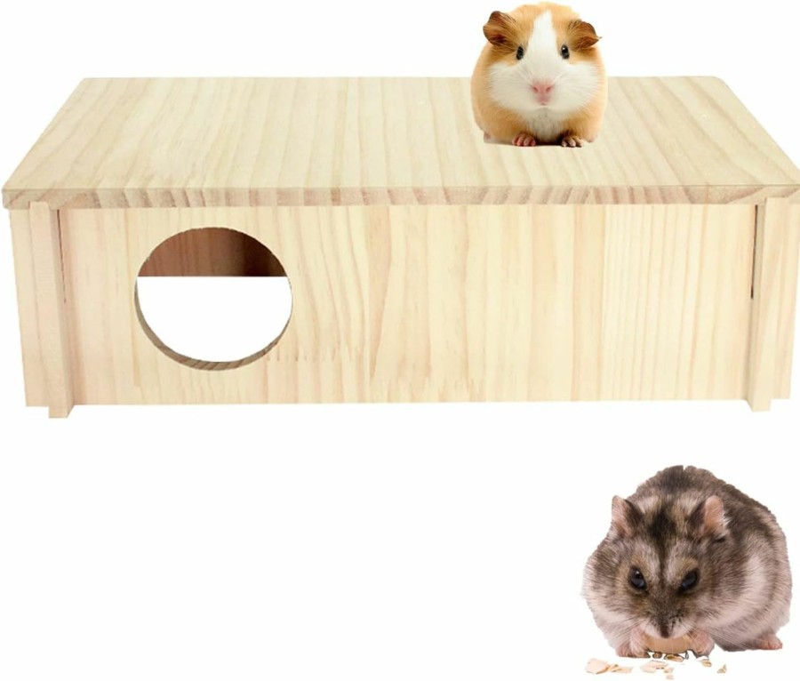 Small Animal WEWAYKGJ | Wewaykgj Hamster Wood House Hideout 2-Chamber Hamster Wooden House Multi-Chamber Hamster Habitats Decor For Dwarf Chinchilla Mice Gerbils Gerbils Mouse And Other Small Rodents