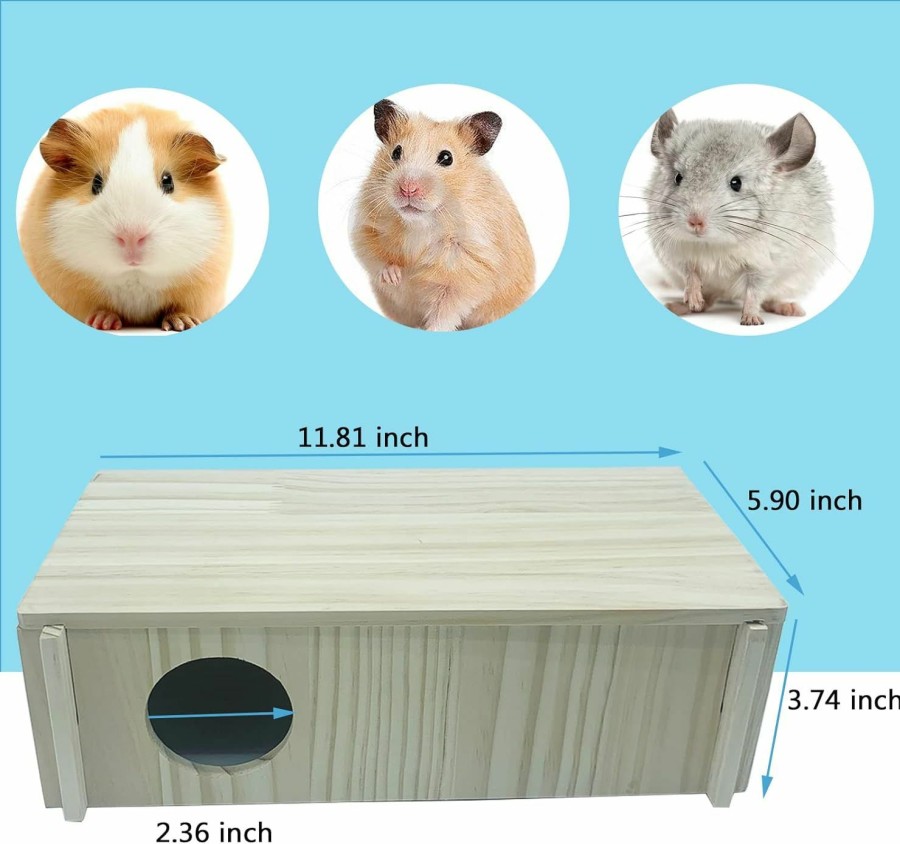 Small Animal WEWAYKGJ | Wewaykgj Hamster Wood House Hideout 2-Chamber Hamster Wooden House Multi-Chamber Hamster Habitats Decor For Dwarf Chinchilla Mice Gerbils Gerbils Mouse And Other Small Rodents