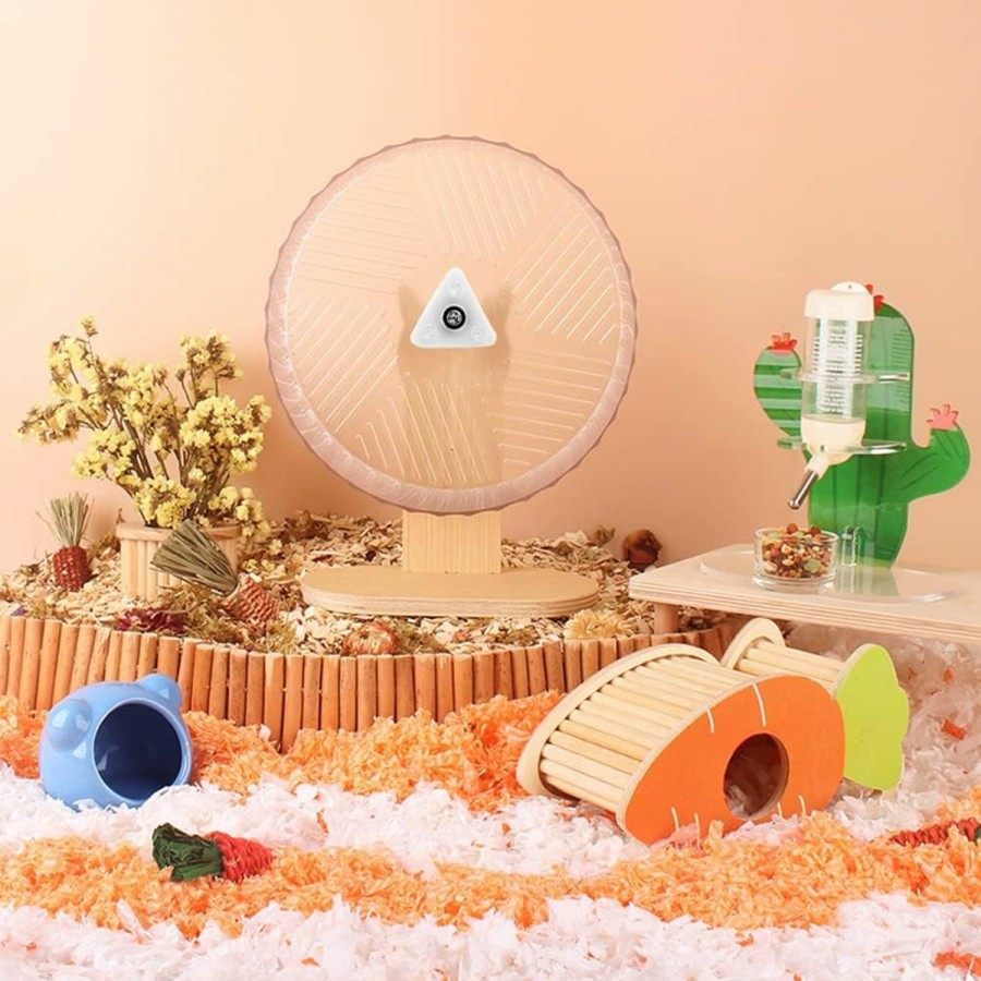 Small Animal antiai | Hamster Exercise Wheel Toys,9.4' Large Size Super-Silent With Adjustable Base Cage Accessories Quiet Running Wheel For Dwarf Syrian Hamster Gerbils Guinea Pig Mice Small Animals (White, With Stand)