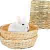 Small Animal Hamiledyi | Bunny Grass Mat Bed 3-Pcs,Rabbit Digging Natural Woven Straw Mats Bedding,Guinea Pig Timothy Hay Resting Basket,Pet Cage Chewing Toys For Hamster Chinchilla Ferret Gerbil