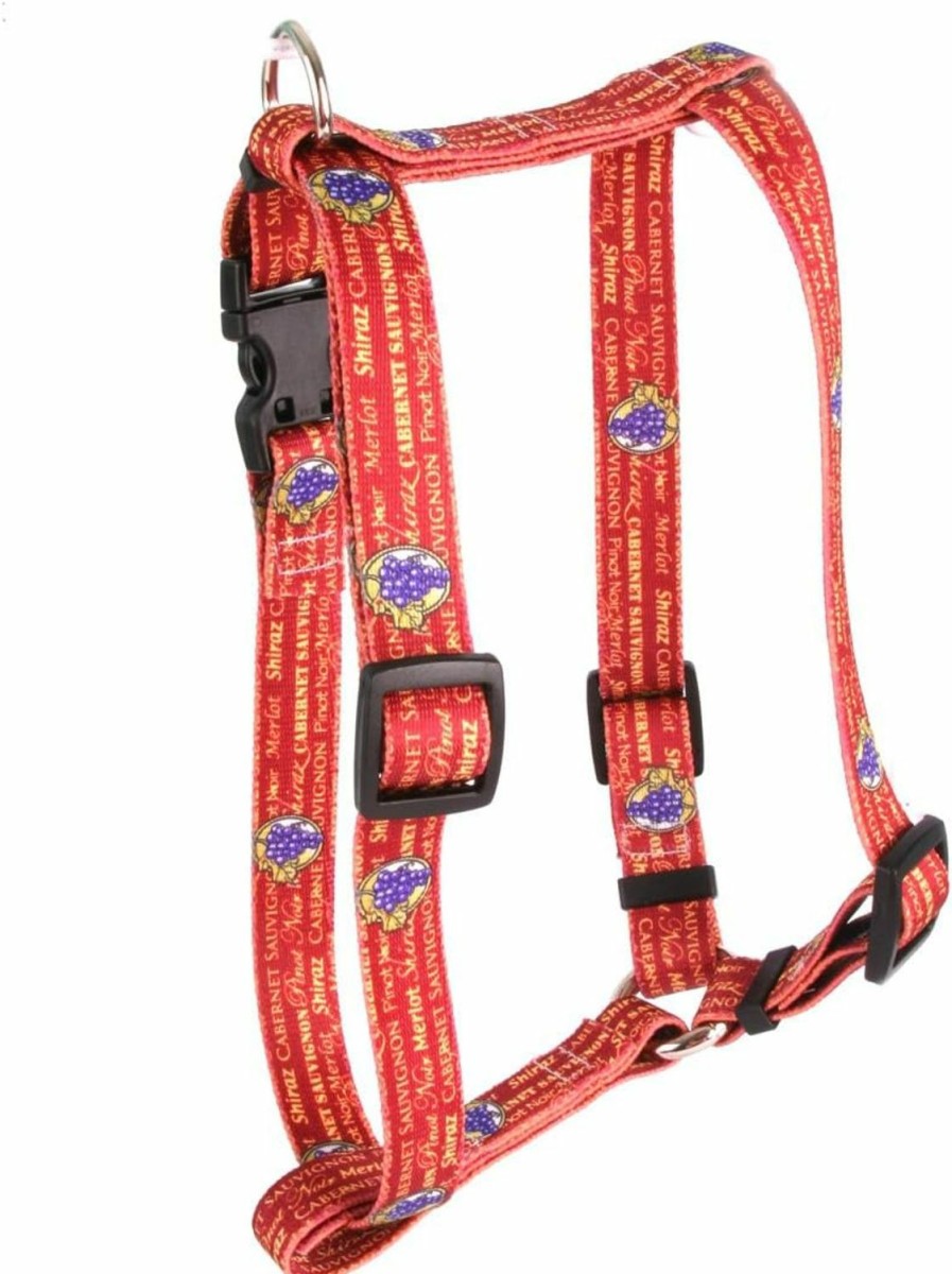 Small Animal Yellow Dog Design | Yellow Dog Design Red Wine Roman Style H Dog Harness, Large-1\" Wide And Fits Chest Of 20 To 28\"