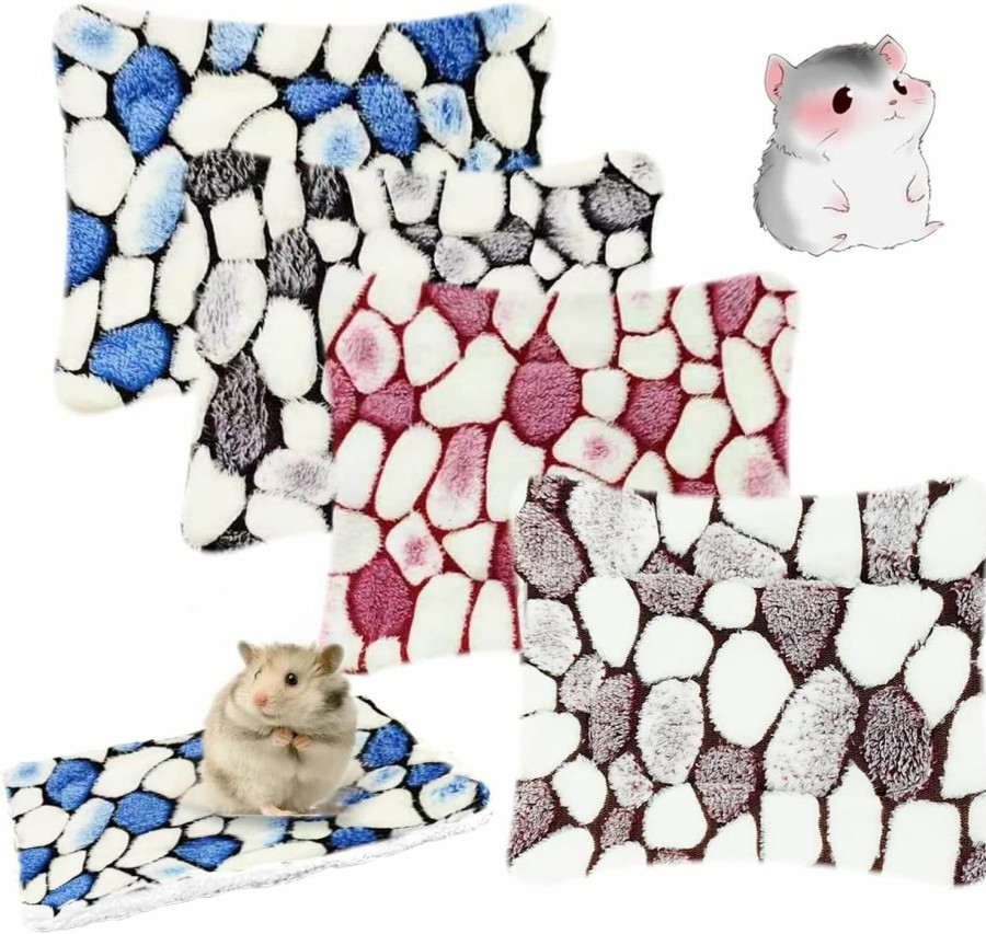 Small Animal EAEDMY | Eaedmy 4 Pieces Guinea Pig Bunny Comfortable Bed Mats Pads, Rabbit Warm Soft Bed, Hamster Bedding Pad Mats For Small Animals Chinchilla Hedgehog Baby Cats (11.8\"X9.1\", 1.Hearts Pattern)