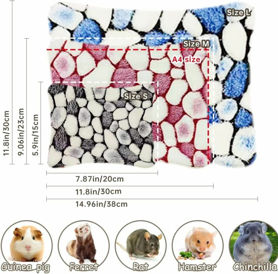 Small Animal EAEDMY | Eaedmy 4 Pieces Guinea Pig Bunny Comfortable Bed Mats Pads, Rabbit Warm Soft Bed, Hamster Bedding Pad Mats For Small Animals Chinchilla Hedgehog Baby Cats (11.8\"X9.1\", 1.Hearts Pattern)