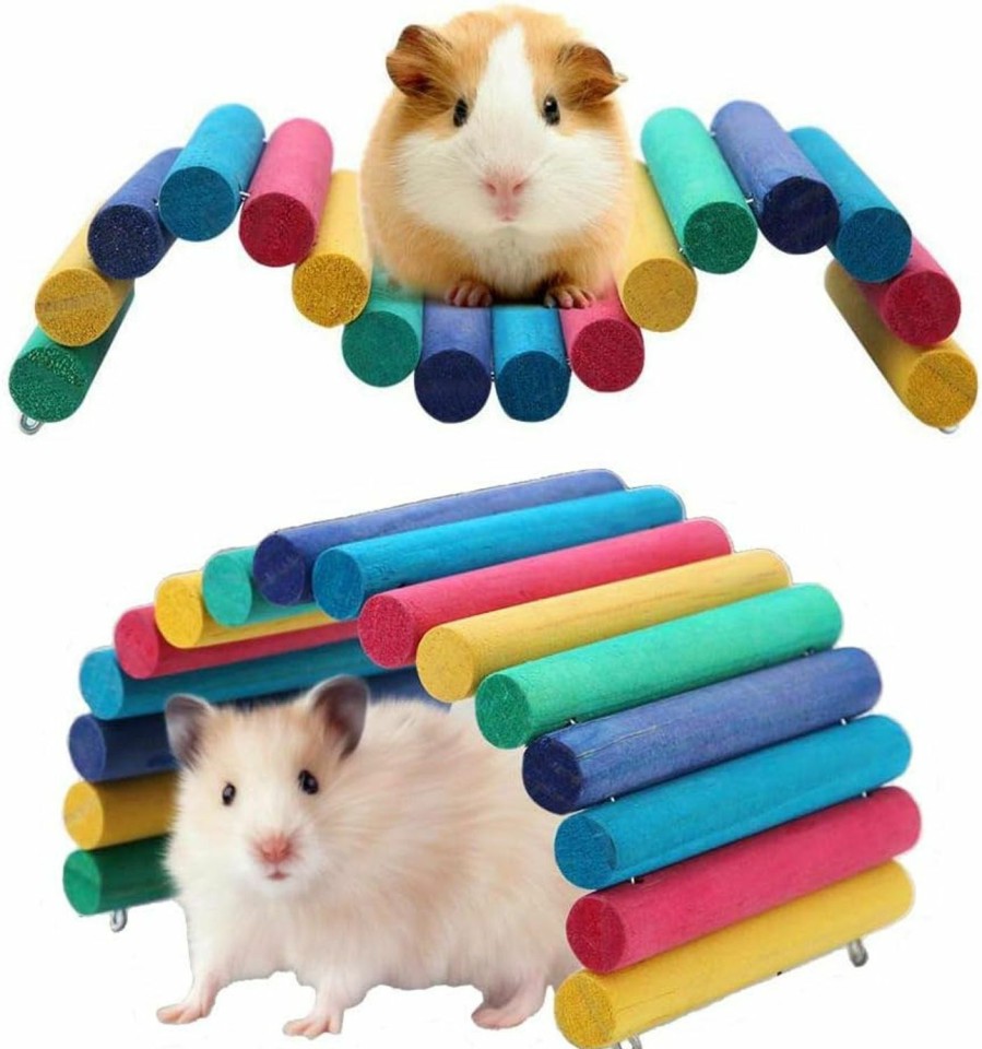 Small Animal PINVNBY | Pivby Wooden Hamster Ladder Bridge Small Animal Chew Toy Mouse Rat Rodents Hideout Toy(Pack Of 2)