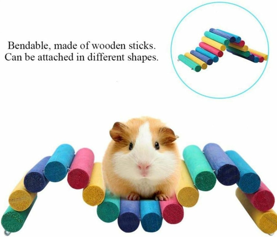 Small Animal PINVNBY | Pivby Wooden Hamster Ladder Bridge Small Animal Chew Toy Mouse Rat Rodents Hideout Toy(Pack Of 2)