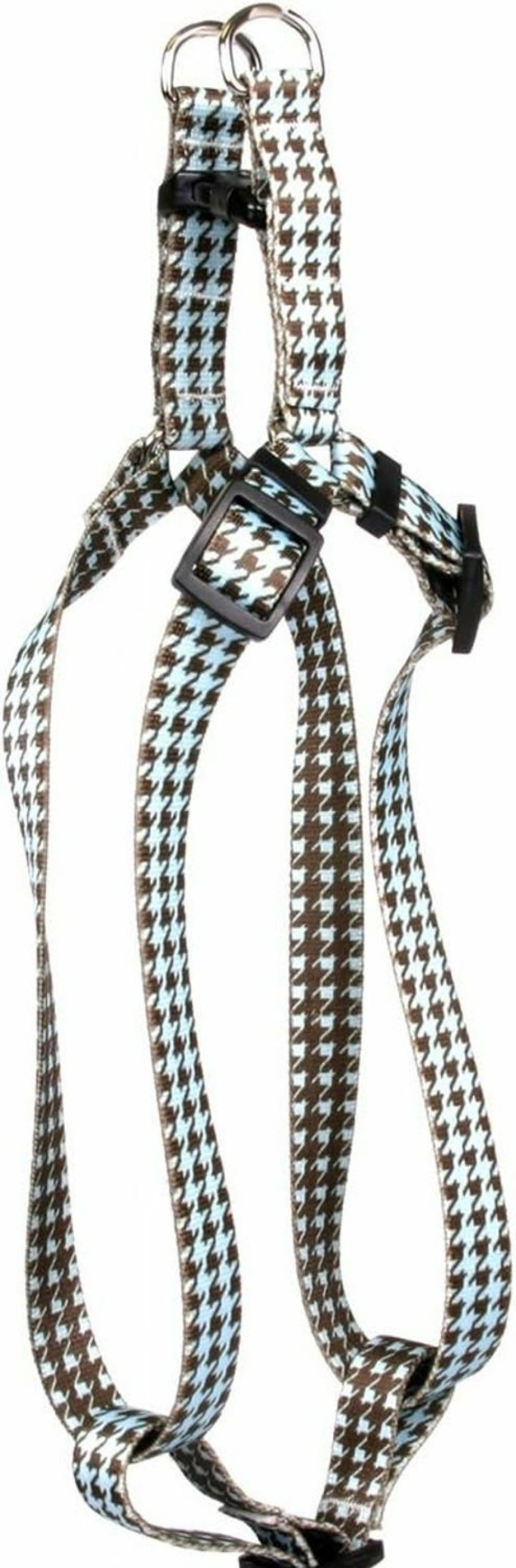 Small Animal Yellow Dog Design | Yellow Dog Design Hounds Tooth Blue And Brown Step-In Dog Harness, X-Small