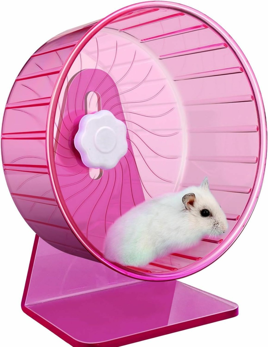 Small Animal TieLishor | Tielishor Hamster Wheel,Silent Wheel,Super Silent Hamster Exercise Wheels,Silent Hamster Wheel,Adjustable Stand Hamsters Exercise Wheels,Quiet Rat Wheel ( 5.5 Inch, Pink)