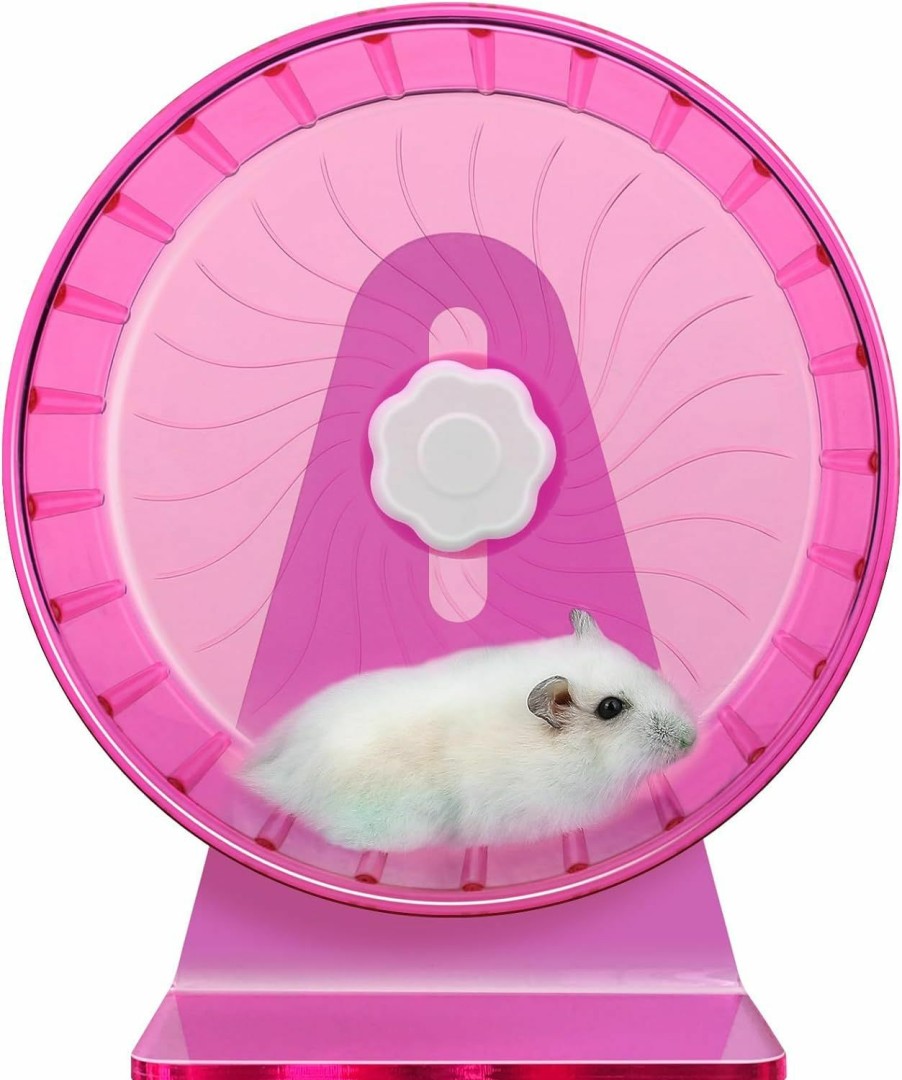 Small Animal TieLishor | Tielishor Hamster Wheel,Silent Wheel,Super Silent Hamster Exercise Wheels,Silent Hamster Wheel,Adjustable Stand Hamsters Exercise Wheels,Quiet Rat Wheel ( 5.5 Inch, Pink)