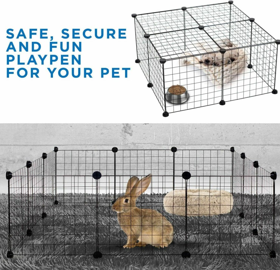 Small Animal Work-It! | Work-It! Pet Playpen, Foldable Metal Exercise Pen | Small Animal Cage Indoor/Outdoor Metal Wire Fence For Rabbits, Guinea Pigs, Small Animals | Portable Kennel Crate Fence With Configurable 12 Panels