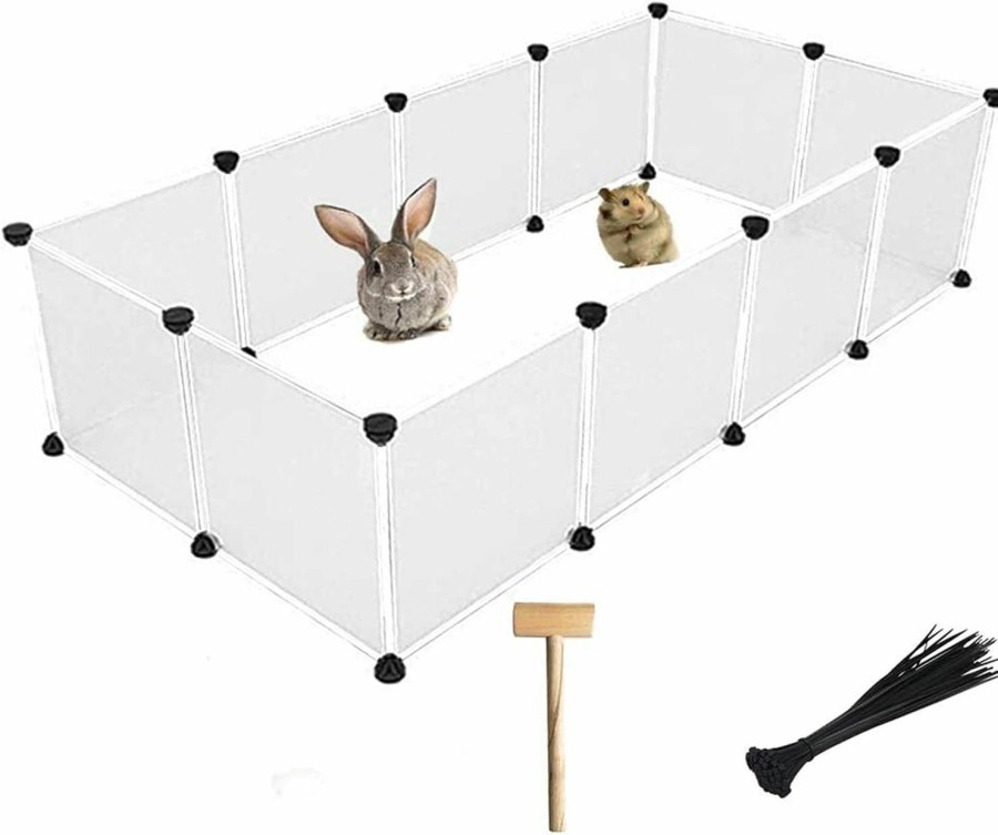 Small Animal Tfwadmx | Hamster Playpen Plastic, Rabbit Fence Indoor Small Animal Cage Exercise Pen Transparent Playpen For Puppy Guinea Pigs Bunny Chinchilla Gerbils Hedgehogs Rats (12 Panels/Size:13.78 X 13.78 Inches)