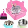 Small Animal PINVNBY | Pinvnby Rabbit Litter Box For Cage Bunny Corner Litter Bedding Box Small Animal Litter Pan Hanging Pet Bowls Cage Potty Trainer Pet Toilet For Rabbit Bunny Guinea Pigs Small Animals(Pink)