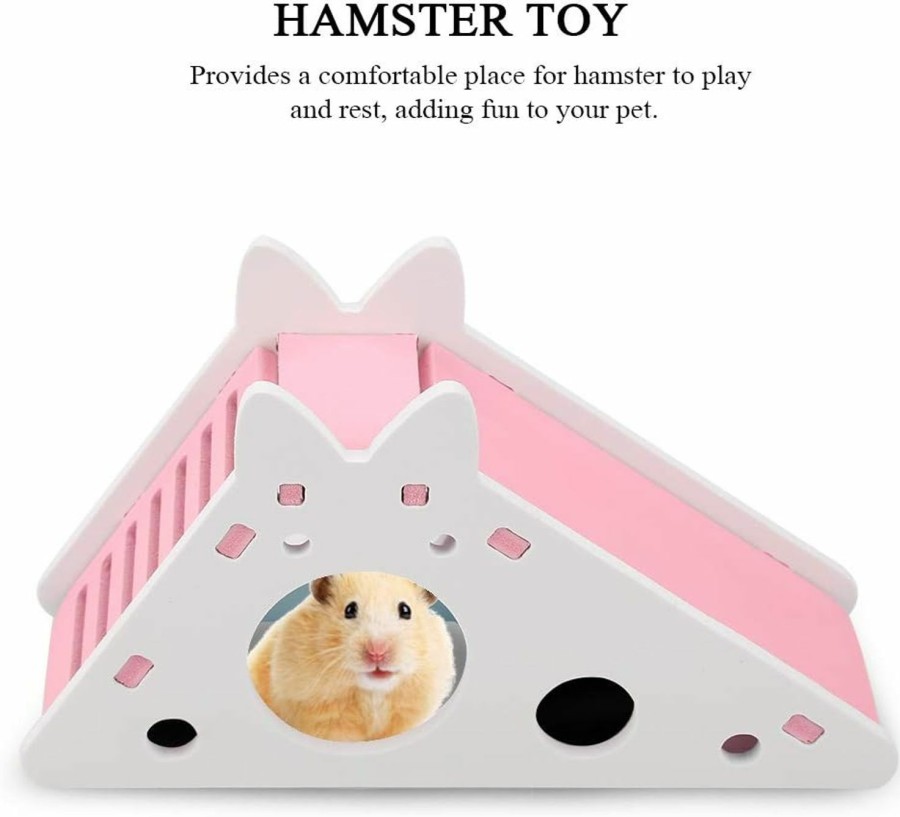 Small Animal Felenny | Felenny Hamster House Rest Nest Wooden Assembly Climbing Stairs Small Pet Exercise Playing Toy For Small Animal Squirrel Guinea Pig Hedgehog Chinchilla (Pink)